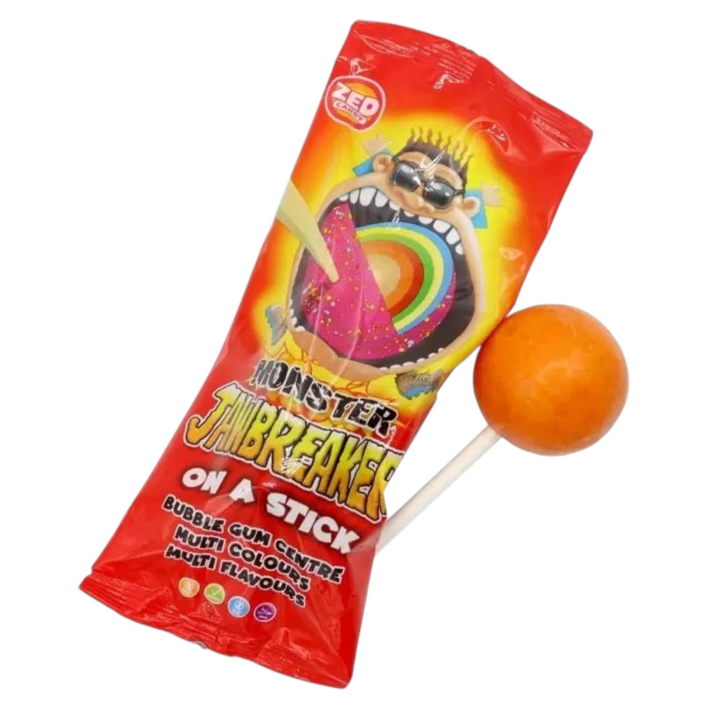 ZED Monster Jawbreaker am Stiel – XXL-Lutscher mit Kaugummikern 60g