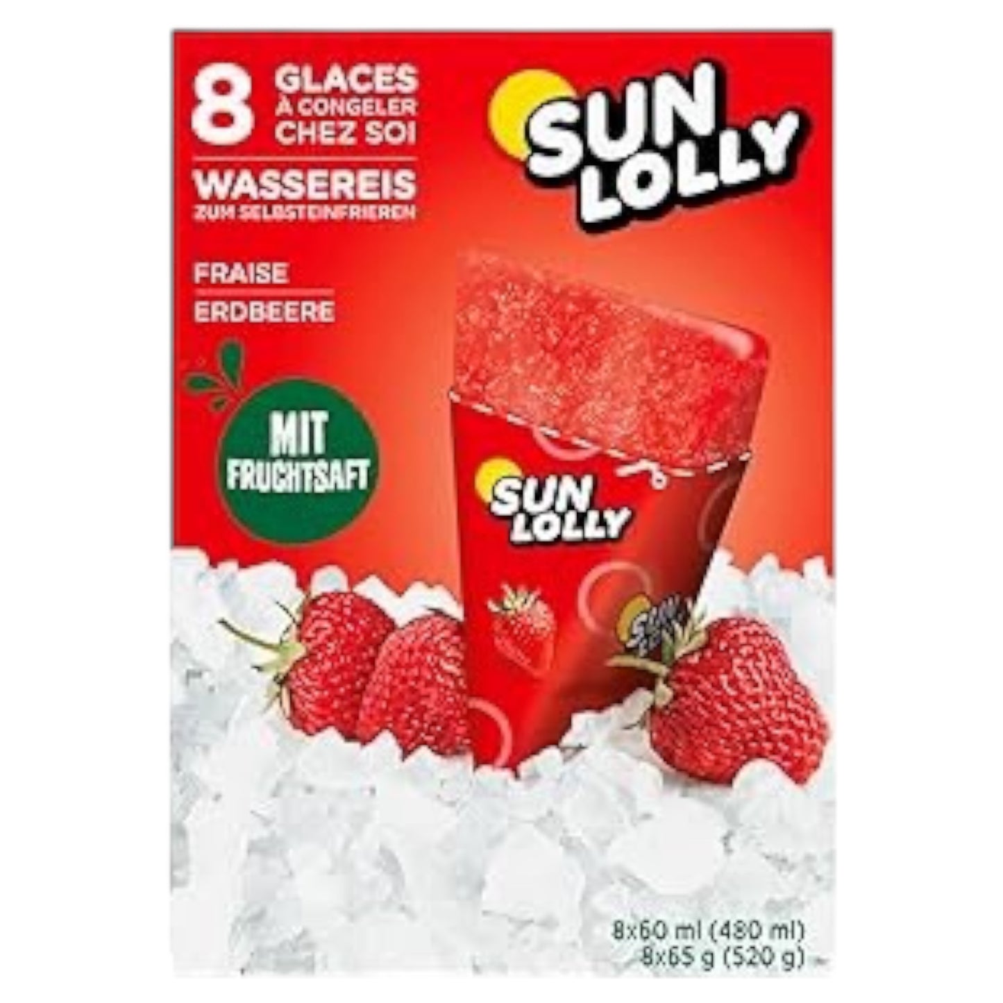 Sun Lolly Erdbeere – Wassereis zum Selbstgefrieren (8x60 ml)